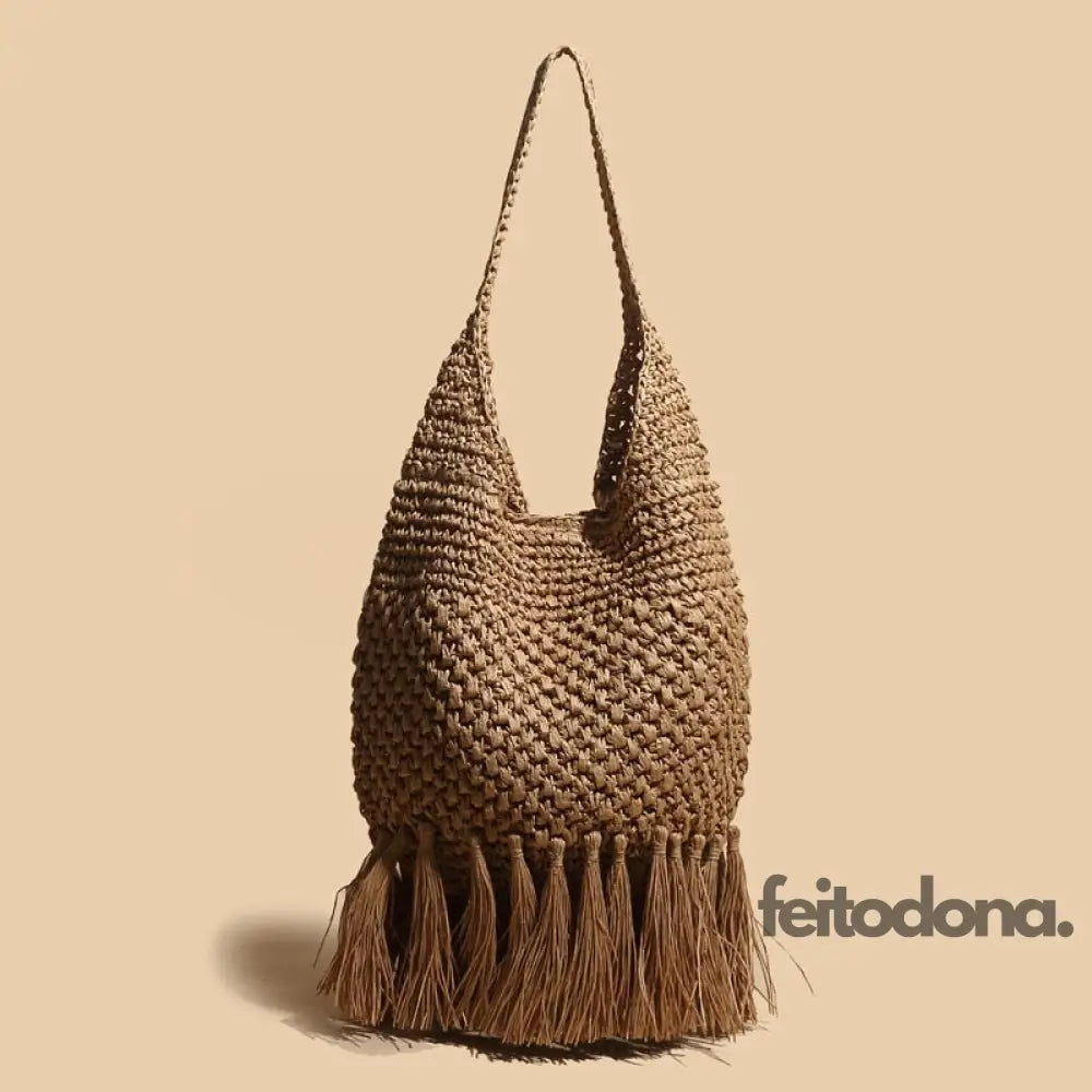 Bolsa De Crochê Luxo Madam Bege