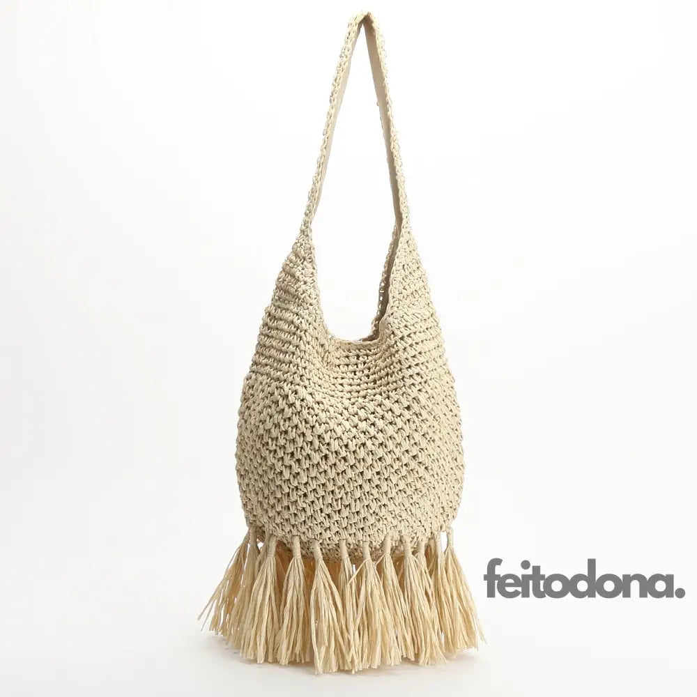 Bolsa De Crochê Luxo Madam Creme