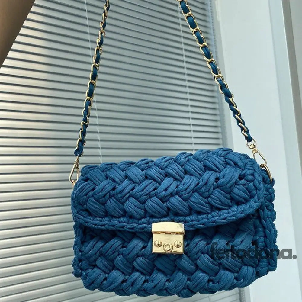 Bolsa De Ombro Crochê Louise Azul