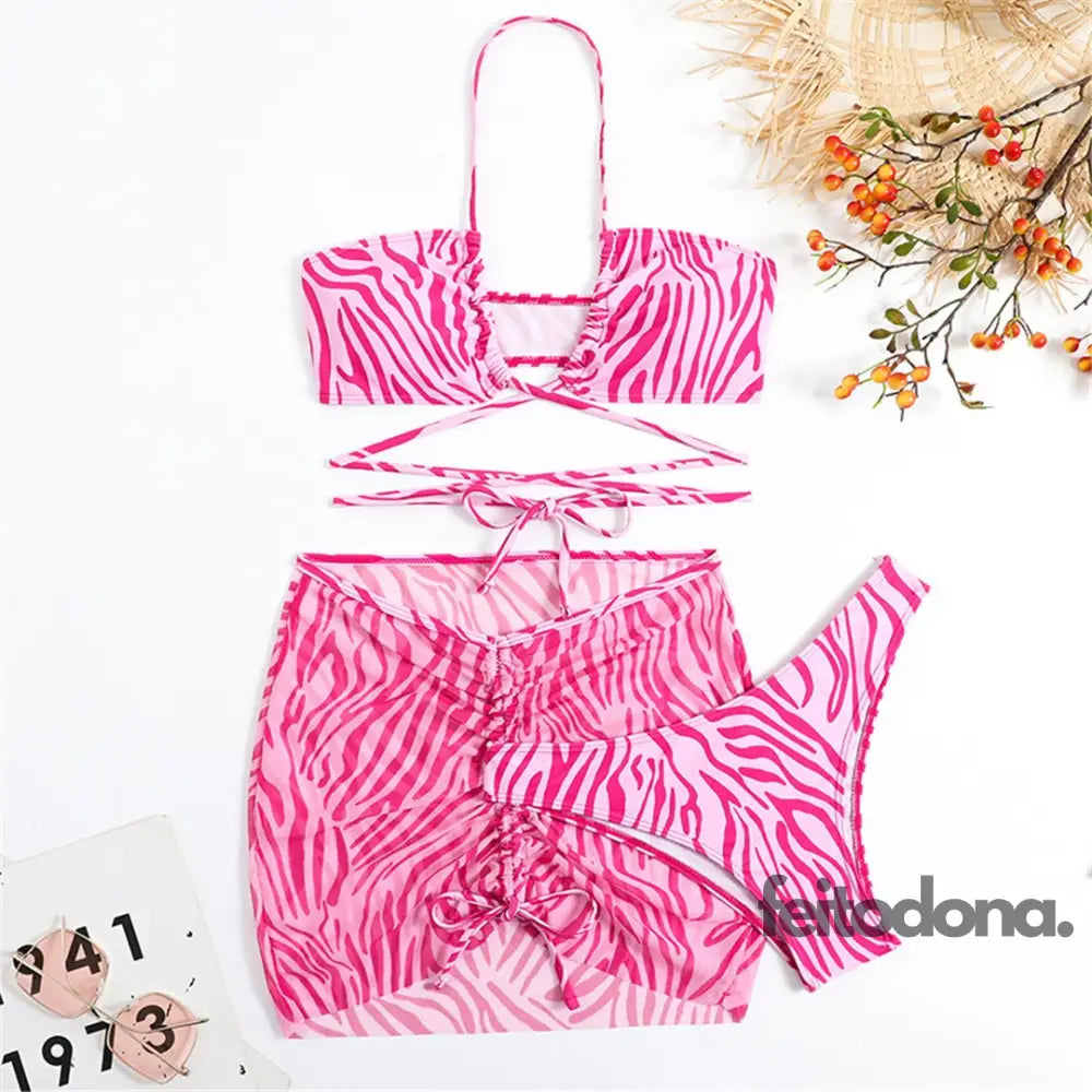 Conjunto Biquíni + Saída Roma Rosa / P