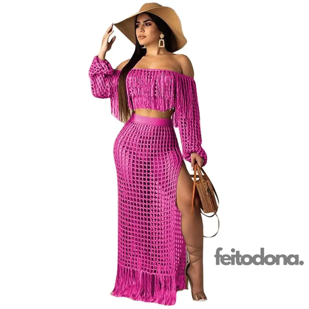 Conjunto De Crochê Frederica Rosa / P