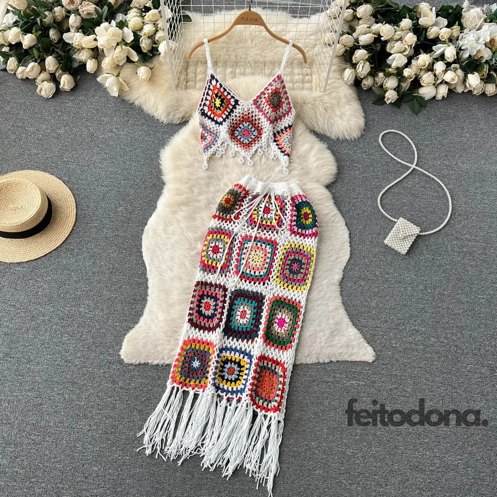 Conjunto De Crochê Steh Branco / Tamanho Único