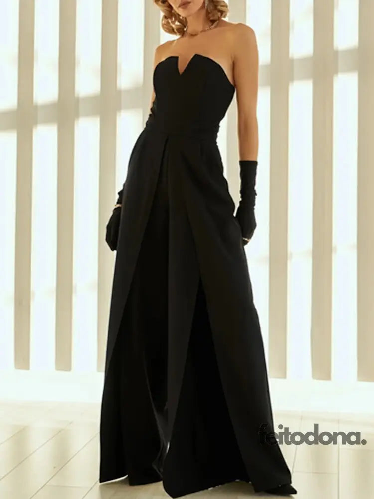 2022 Strapless Beach Jumpsuit Wedding Dress With Detachable Solid Party Clothing A-Line Backless