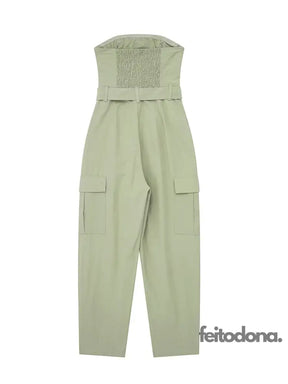 Sexy Strapless Jumpsuits With Belt For Women Causal Solid Sleeveless Wrapped Chest 2023 Summer