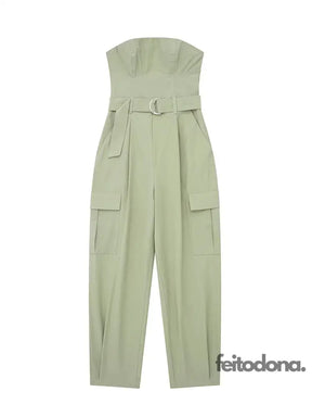 Sexy Strapless Jumpsuits With Belt For Women Causal Solid Sleeveless Wrapped Chest 2023 Summer