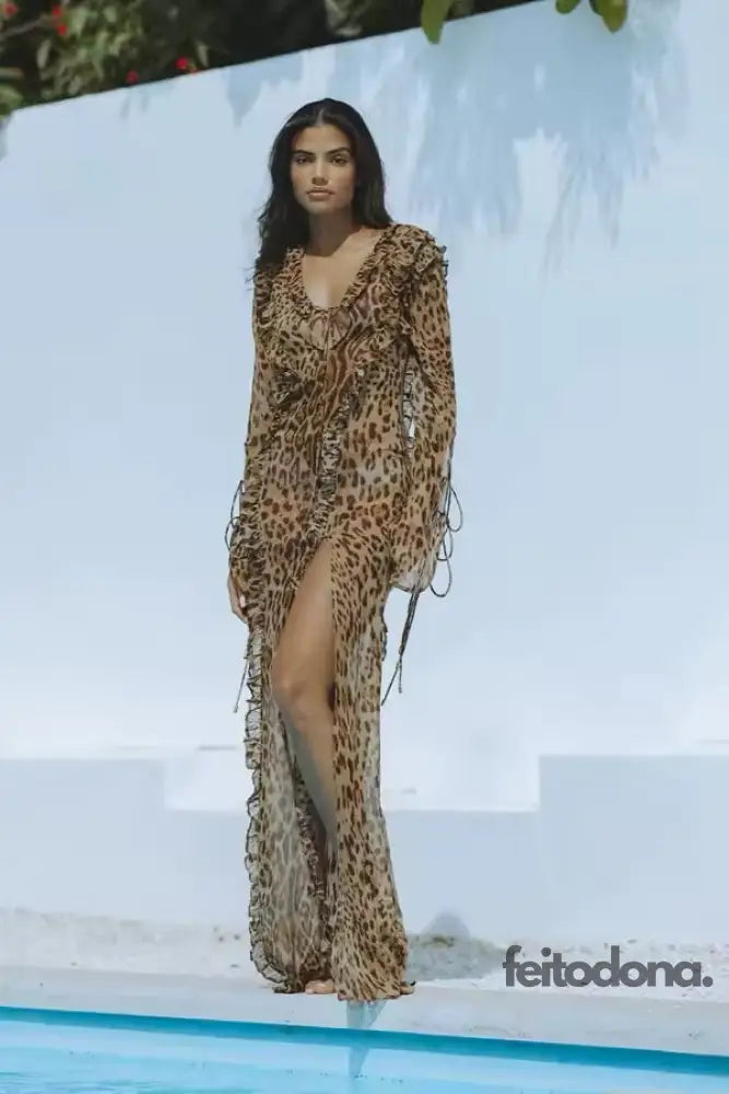 Vestido De Praia Cléo Leopardo / M