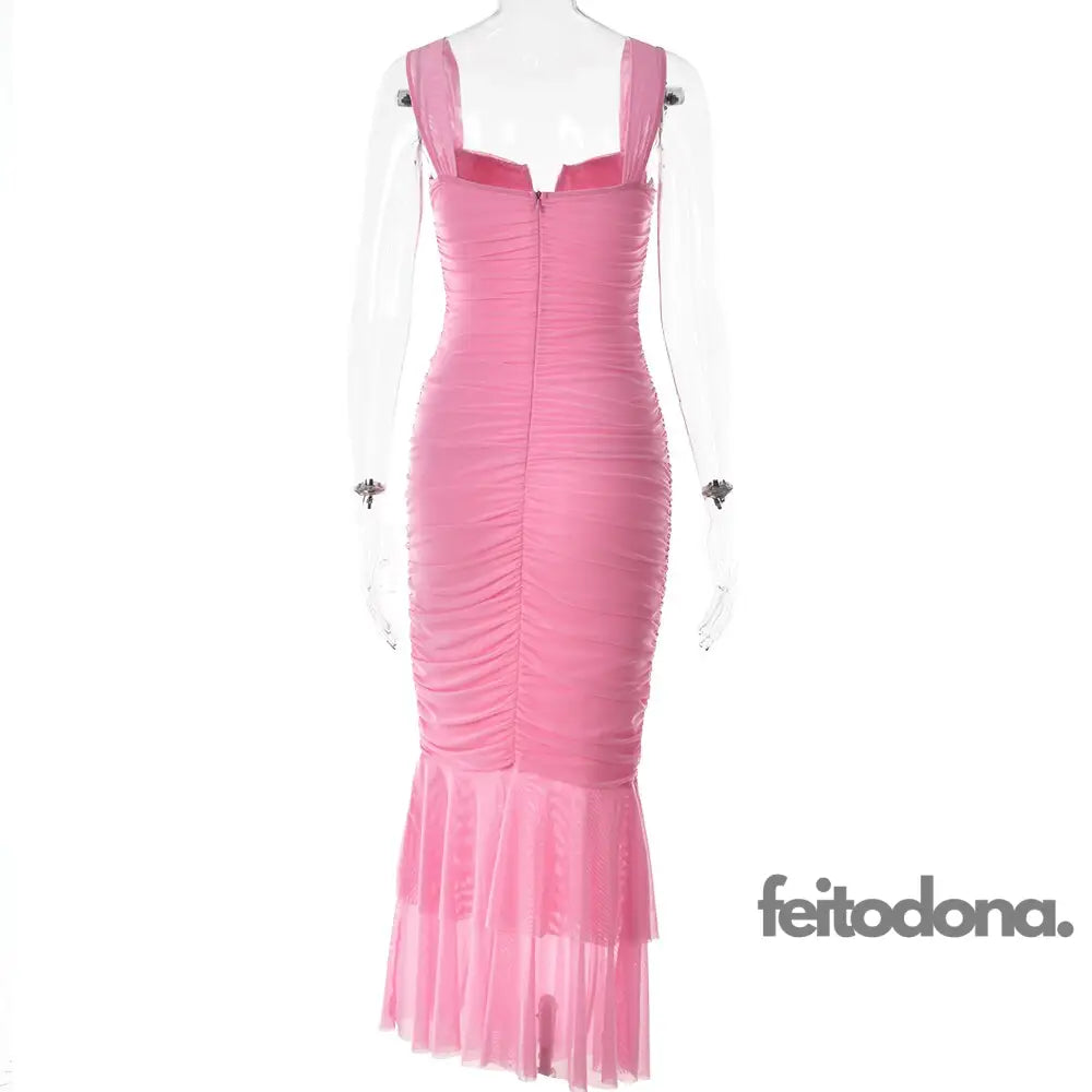 Vestido Drapeado Elegance Rosa / P